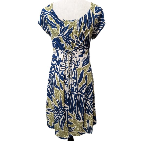 Vintage Manuheali'i Womens Sz S/M? Blue White Aloha Hawaiian Self Tie S/S Dress - Picture 4 of 9